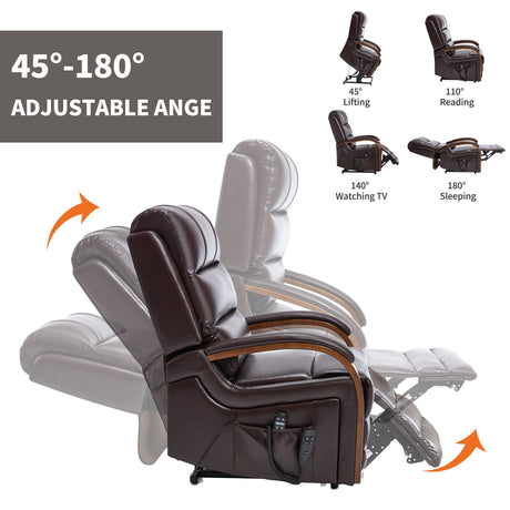 Power Lift Recliner Chair Dual Motor Infinite Position With Heat Massage And Heavy Duty Motion Mechanism - Brown