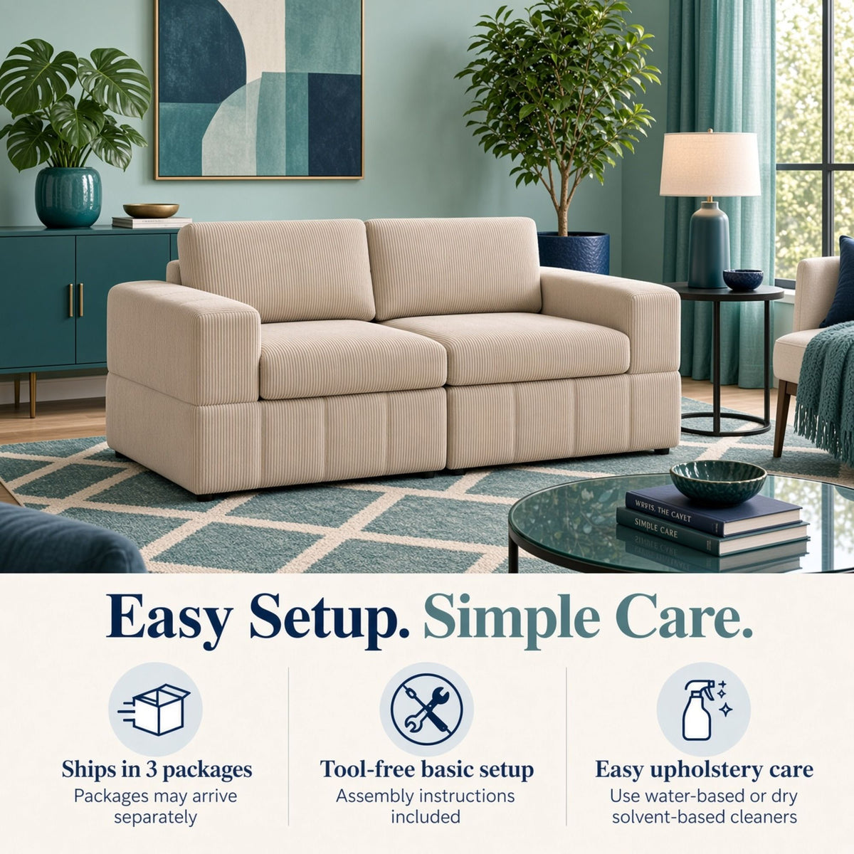 Oversized Modular Loveseat Set