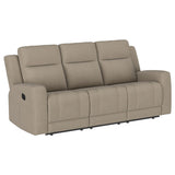 Slater - 3 Piece Upholstered Reclining Sofa Set And Built In Storage - Taupe