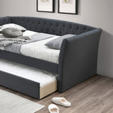 Daybed With Trundle Button Tufted Slat Included - Charcoal