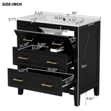Retro Bathroom Vanity With Sink Combo, Free Standing Single Set With 3 Drawers