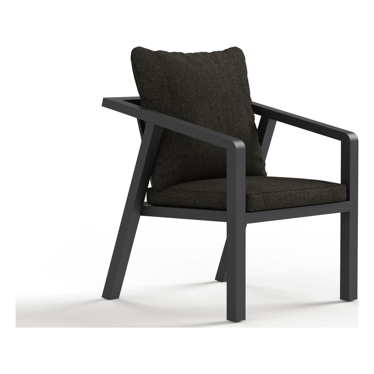 Front view of a Monarch outdoor dining chair in Charcoal