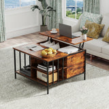 Lift Top Coffee Table With Storage Adjustable Height - Black