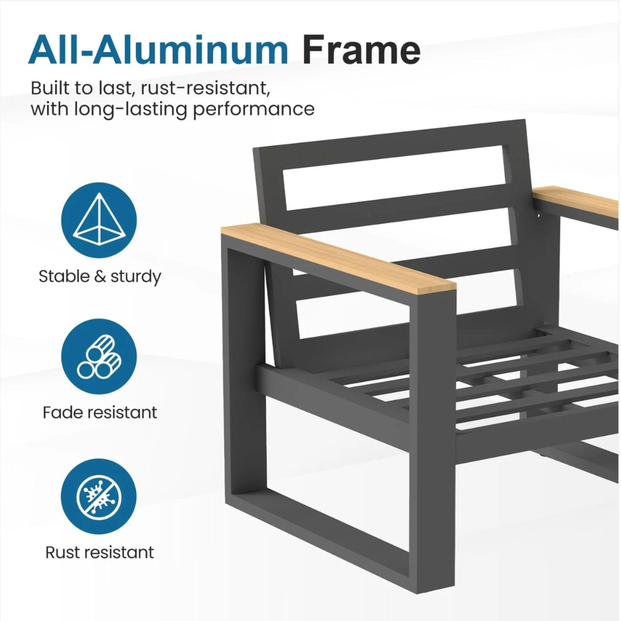 All-Weather Patio Armchairs With Thick Cushions (Set of 2)