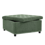Square Tufted Storage Ottoman With Nailhead Trim