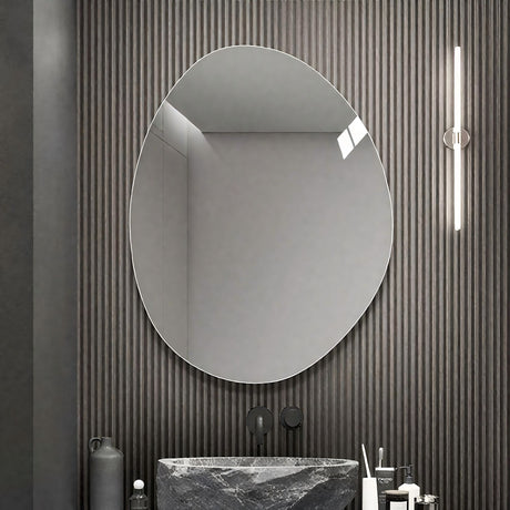 Asymmetrical Bathroom Wall Mirror - Silver