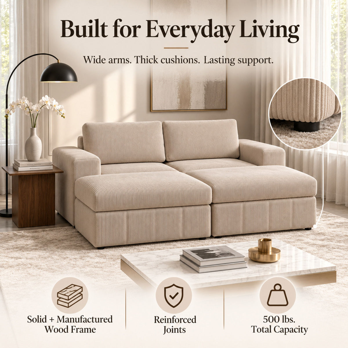 Modular Sectional Sofa, Reversible Set