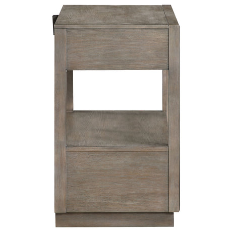 Prescott - 2 Drawers Nightstand With Open Shelf - Taupe