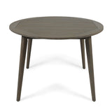 Round Outdoor Patio Table With Slatted Top - Gray