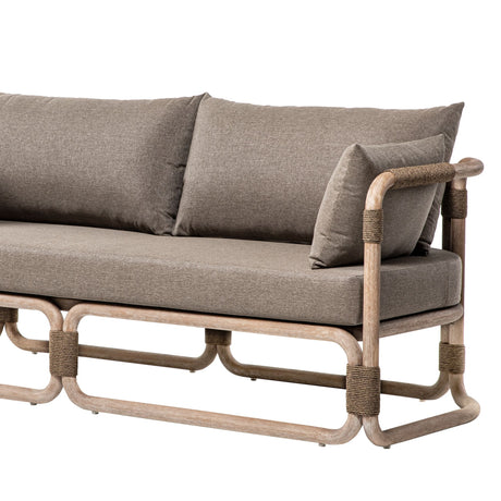 Baja - 79" Outdoor Sofa With Cushions - Brown Wire-Brushed Eucalyptus / Brown