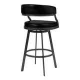 Saturn - 30" Bar Height Barstool - Mineral Finish And Vintage Black Faux Leather