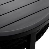 Cayman - Black Aluminum Outdoor Round Conversation Table With Wicker Shelf