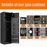 High Large Capacity Mechanical Gun Safe For Rifles & Handguns, Digital Password Lock, Built In Independent Lock Box, Adjustable Shelves - Black