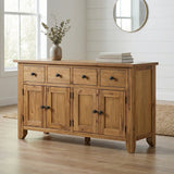 Sideboard Storage Cabinet Farmhouse Style Wood 55x32in Light Brown