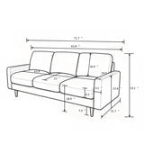 3 Seater Sofa With Loose Back Cushions And Accent Pillows For Living Room - Dark Blue