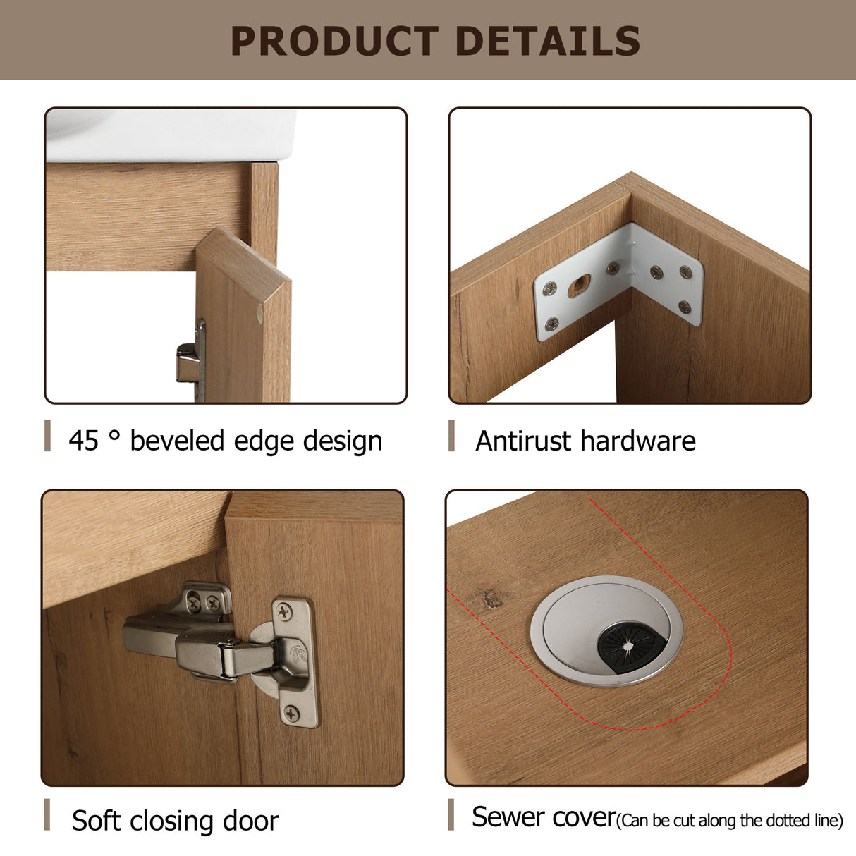 Freestanding Bathroom Vanity & Sink, Soft Close Doors