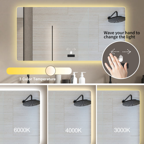 Frameless Bathroom Mirror with Light
