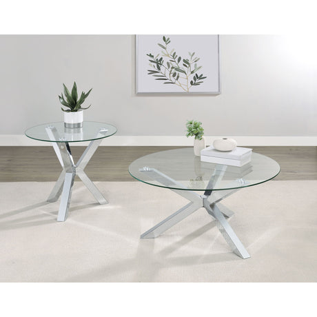 Alexa - Round Tempered Glass Top End Table - Chrome