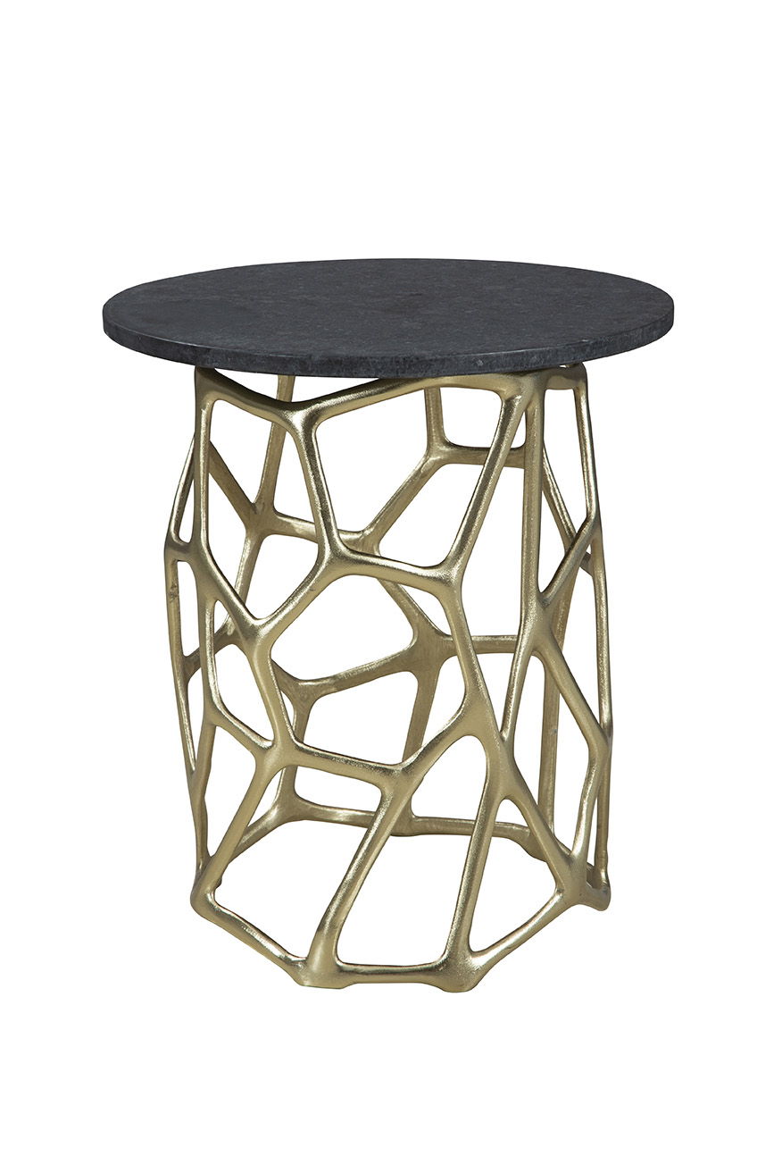 Ariel - Short End Table - Black / Gold