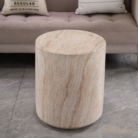 Tall Cylindrical Accent Coffee Table In - Beige / Yellow