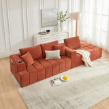 L - Shaped Sectional Sofa With Cup Holders & Side Pockets