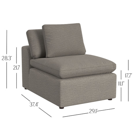 York - Modular Armless Chair With Overstuffed Cushion And Adjustable Pillows - Taupe