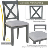 Foldable Dining Set For 6 With 4 Chairs And Bench, Space Saving Design - Gray