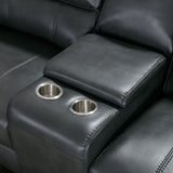Power Reclining Sectional Sofa With 3 Adjustable Recliners, USB Ports & Cup Holders, Oversized Seating For Living Room - Black
