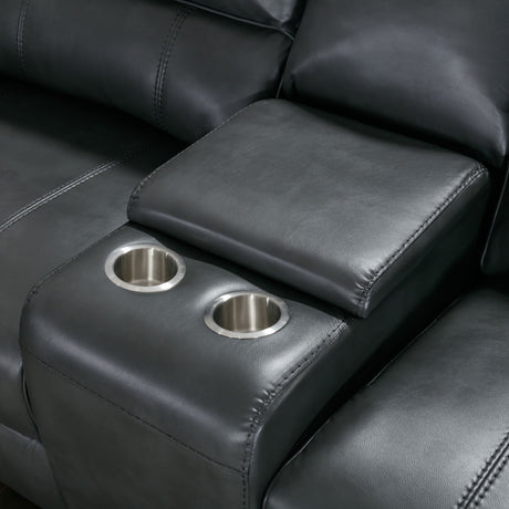 Power Reclining Sectional Sofa With 3 Adjustable Recliners, USB Ports & Cup Holders, Oversized Seating For Living Room - Black