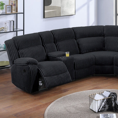Manual Motion Reclining Sectional LAF / RAF Loveseat With Consoles Cup Holders Upholstered Living Room - Black