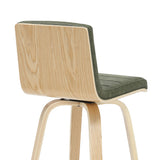 Vienna - 39.5" Swivel Bar Height Square Back Wood Bar Stool With Faux Leather Seat