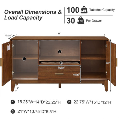 TV Stand With Drawer And Cabinets - Brown