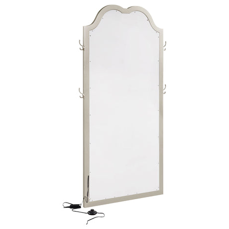 Colwood - Full Floor Mirror With LED Lighting And Storage Hooks - Silver