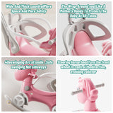 Unicorn Rocking Horse For Toddlers, Ride On Toy With Push Handle And Balance Board - Pink