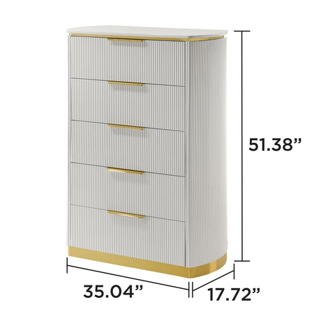 Giovanni - 5 Drawer Chest - White