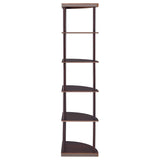 Corner Bookcase With 5 Shelves, Compact Design For Living Room - Cappuccino