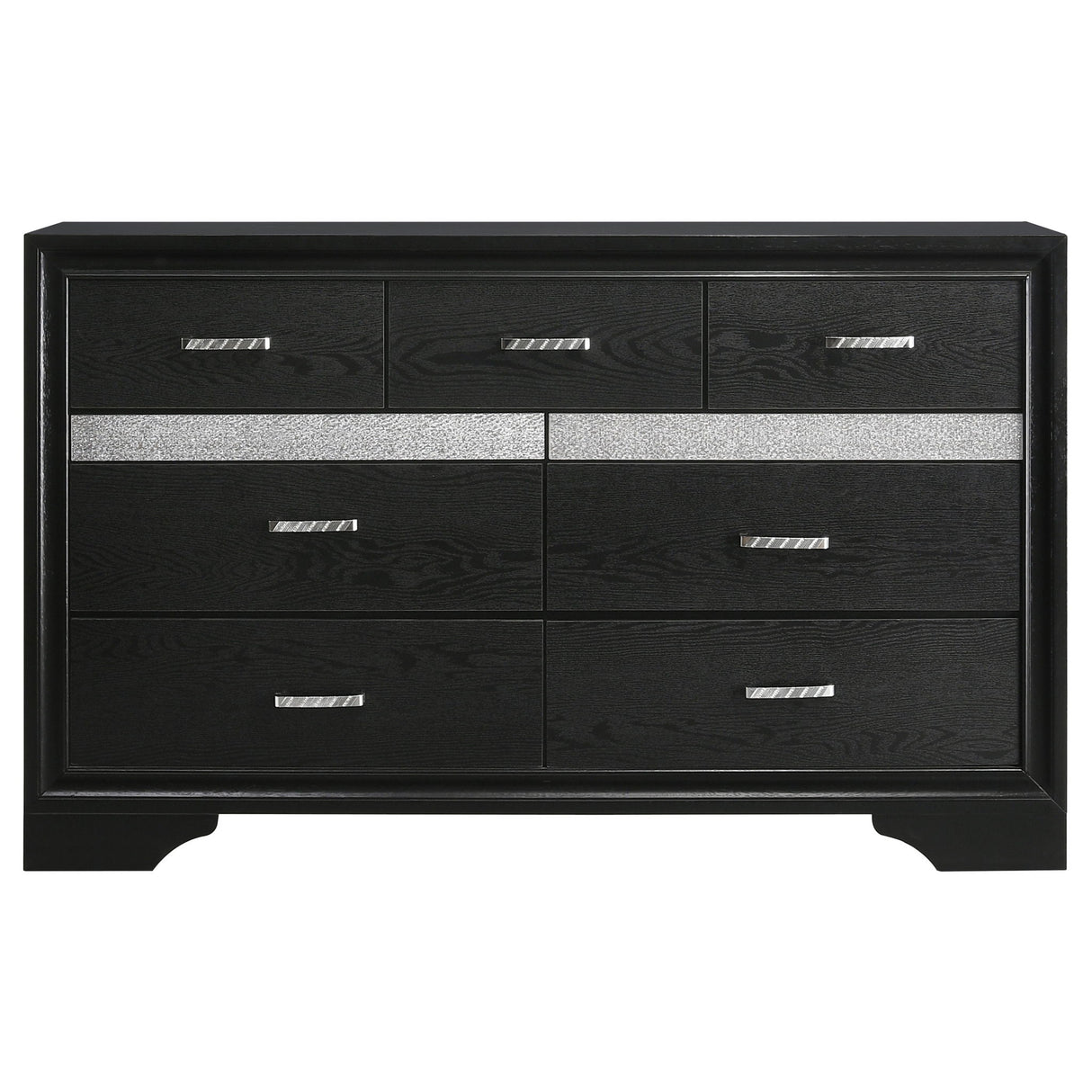 Modern Bedroom Set With Upholstered Headboard And Textured Storage