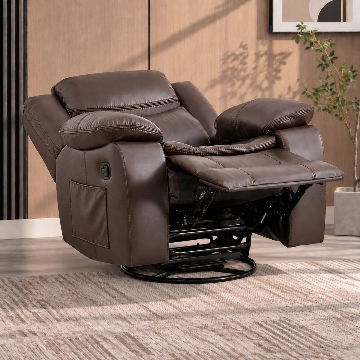 Rocker Recliner Chair With Manual Recline And 360° Swivel Base