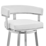 Lorin - 26" Faux Leather And Brushed Stainless Steel Swivel Bar Stool - White