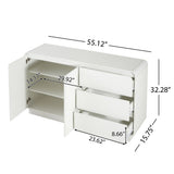 Sideboard, Wide Storage With 2 Doors And 3 Drawers