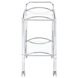Porch & Den - 2 Tier Rectangular Glass Shelf Bar Cart With Glass - Chrome