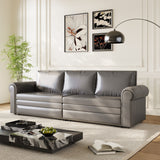 3 In 1 Convertible Sleeper Sofa With Nailhead Trim & Rolled Arm