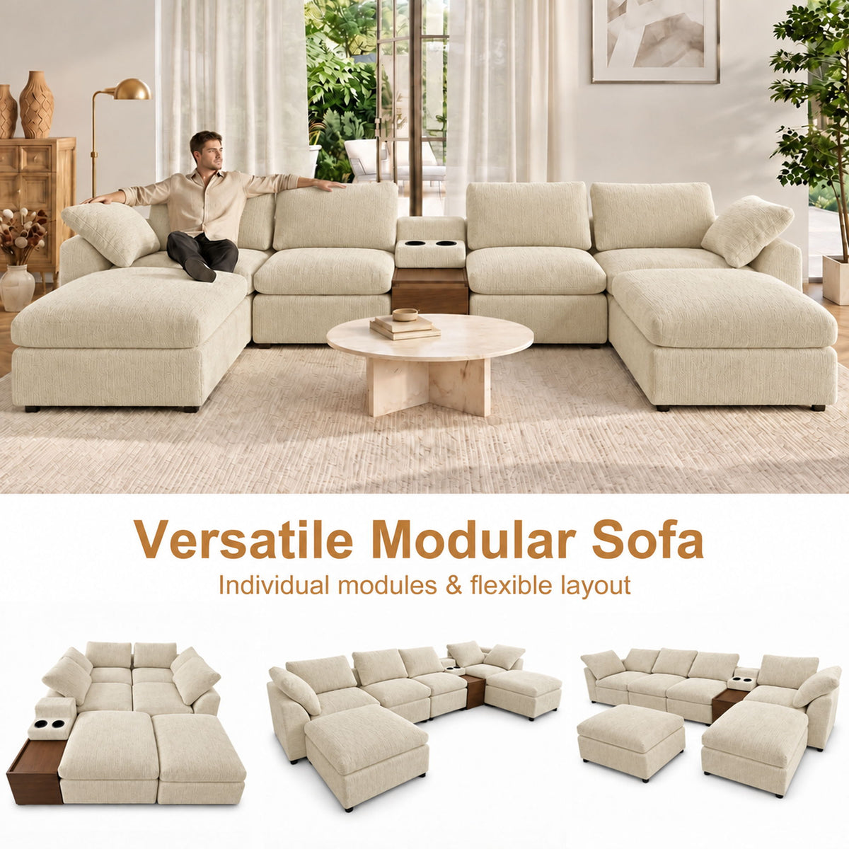 Modular Cloud Couch With Storage Console