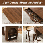 Dining Set With 4 Chairs, Table With Drawers & Open Shelf - Walnut