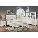 Eastern King Size Bed With LED Lights And Mirror Trim - Cream / Ivory