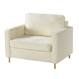 Accent Chair Upholstered Single Sofa With Square Arms, Sewn Pillow Back For Living Room