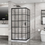 Corner Shower Door, Shower Enclosure With Dual Sliding Doors - Matte Black