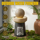Outdoor Water Fountain, Warm LED Light - Brown