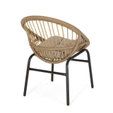 Outdoor Accent Chair With Curved Back And Basket Frame, (Set of 2) - Light Brown / Beige