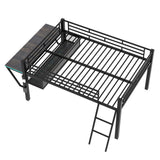Gaming - Full Size Loft Bed With Desk, LED - Black